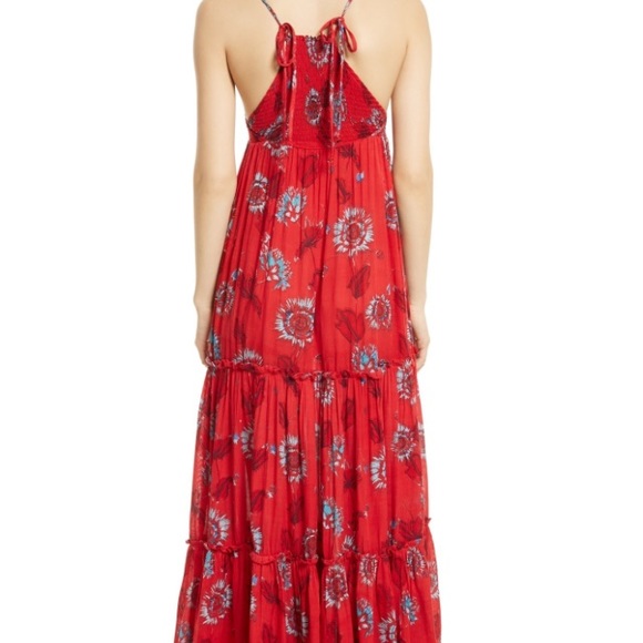 NWT Free People Red Blue Floral Maxi Dress - Picture 2 of 3